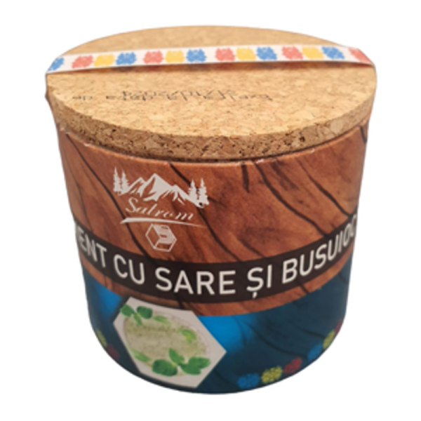 Condiment cu sare și busuioc – cutiuță cu capac din plută - 120 g