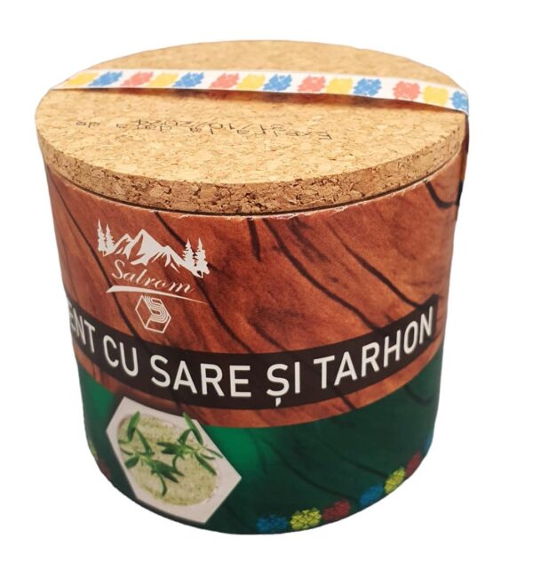 Condiment cu sare și tarhon – cutiuță cu capac din plută - 120 g